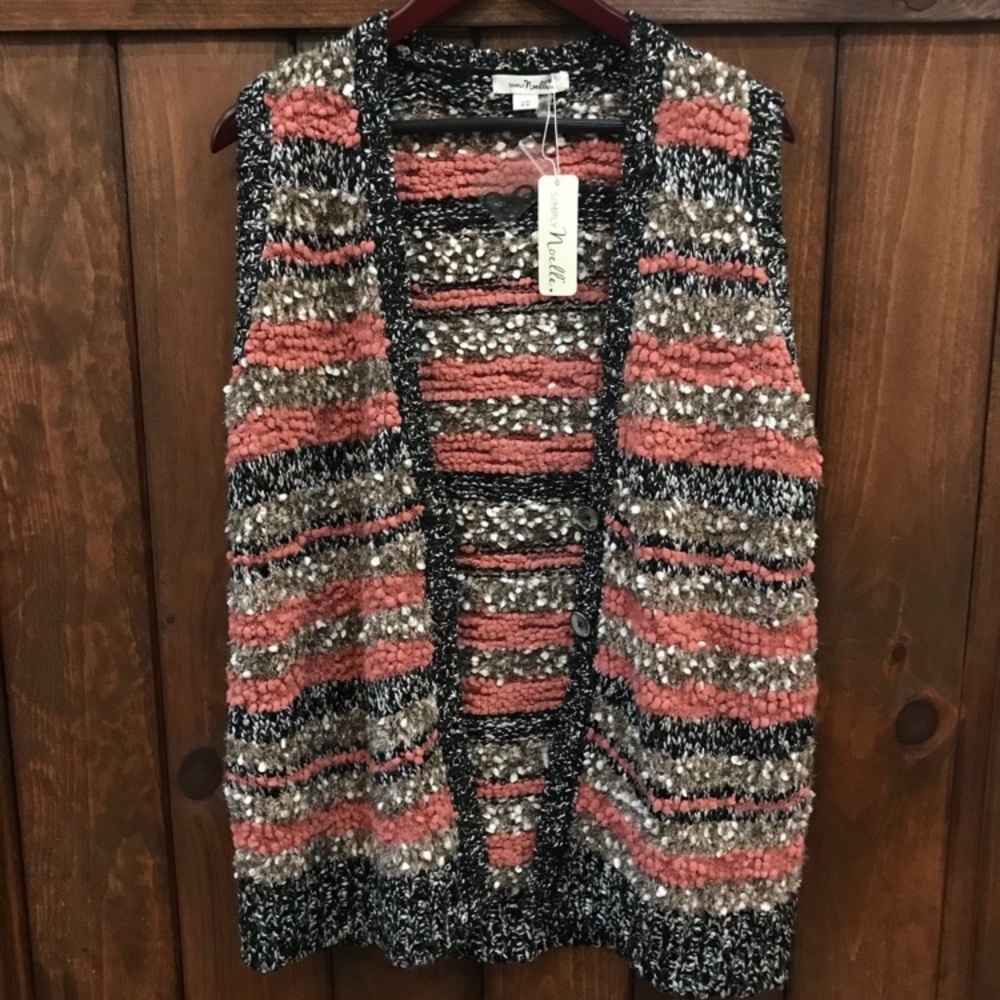 NWT Simply Noelle Long Knit Cardigan Vest